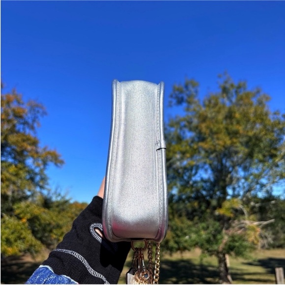 Coach 20 swinger metallic hobo crossbody handbag silver gold two tone mini purse - Picture 6 of 17